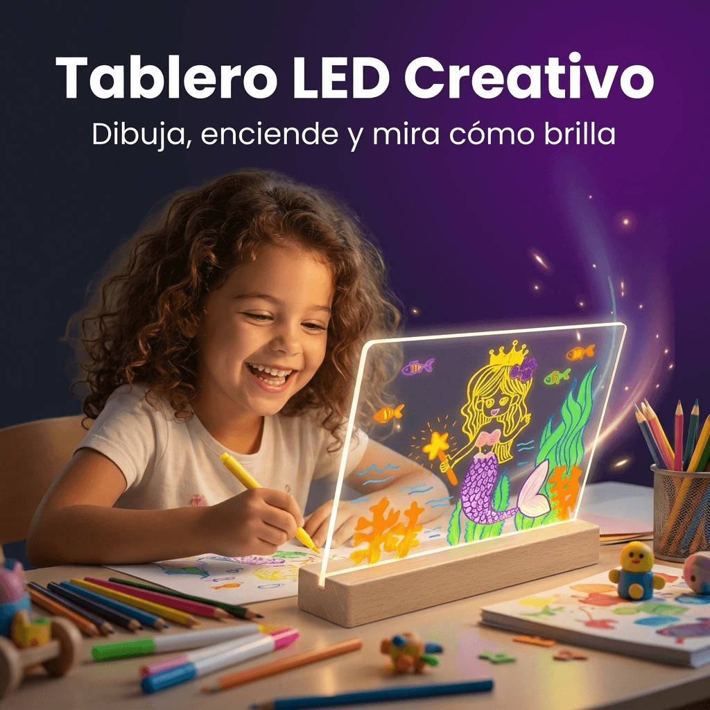 Tablero LED acrílico para niños - Haz que sus dibujos brillen con luz propia